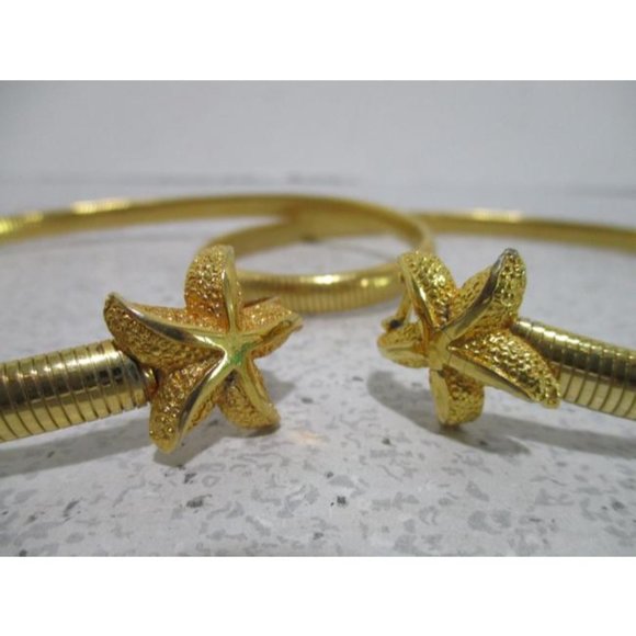 *Vintage Gold Omega Link Stretchy Nautical Starfish Clasp Belt - Picture 4 of 7